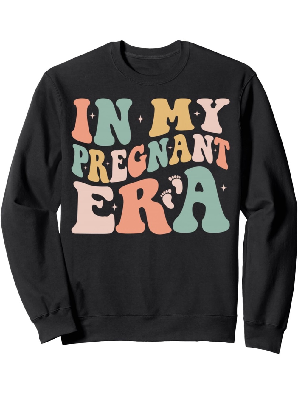 Black Graphic Maternity Sweater - Cozy Pregnancy Crewneck